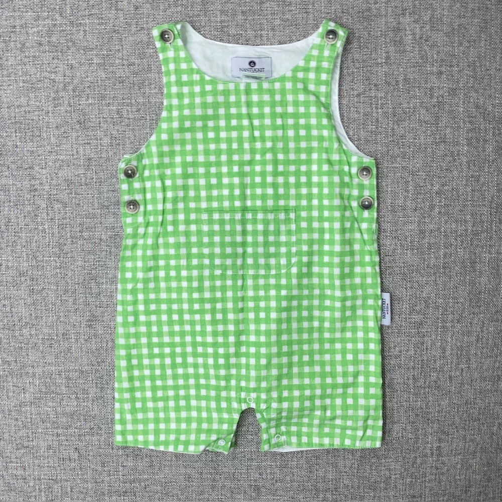 Nantucket Kids 12-18m (looks to run big) green check jonjon EUC